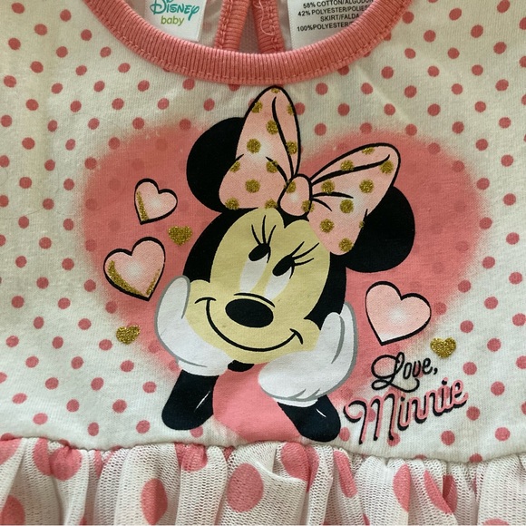 Disney Minnie Mouse 18 Months Baby Girl Pink Tulle Bodysuit Dress - Picture 2 of 8